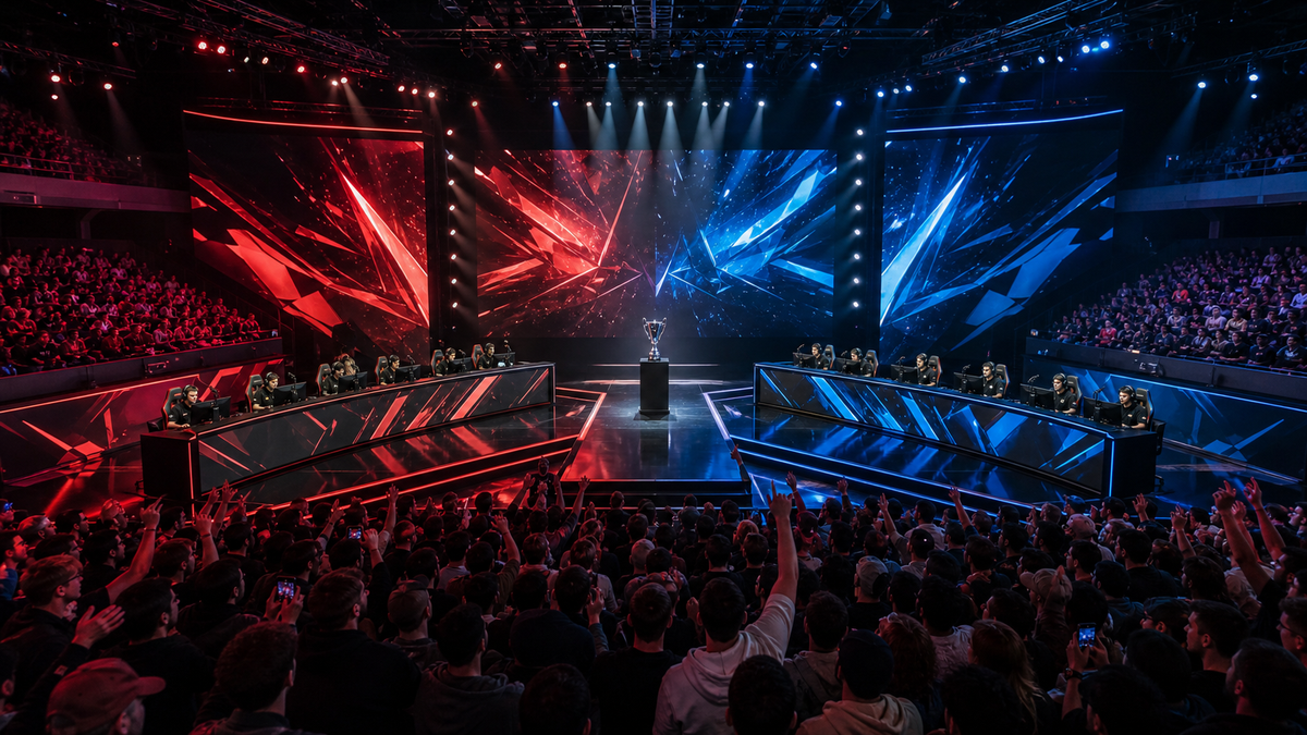 International tactical shooter teams competing in a London arena