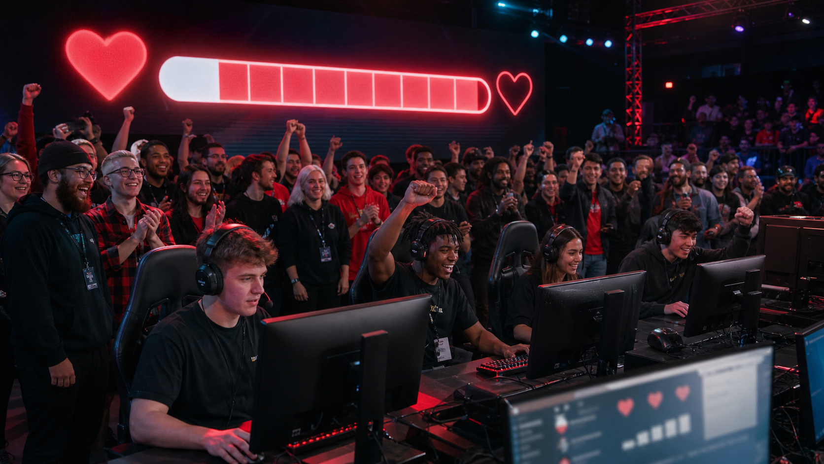 VALORANT esports fans watching a live event broadcast on a large screen